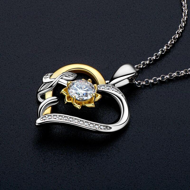 Moissanite Heart Pendant, Love Heart Diamond Necklace, 925 Silver