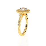 1.50ct Round Cut Moissanite Engagement Ring, Vintage Design, 14Kt 585 Yellow Gold