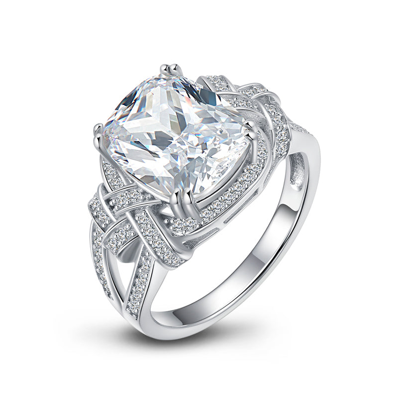 5.00ct Cushion Cut, Diamond Halo Engagement Ring, 925 Silver