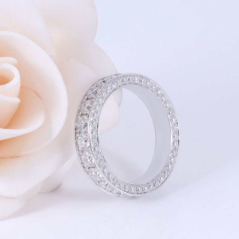 2.75ct White Gold Full Eternity Ring, Moissanite Wedding Band, 14Kt 585 White Gold