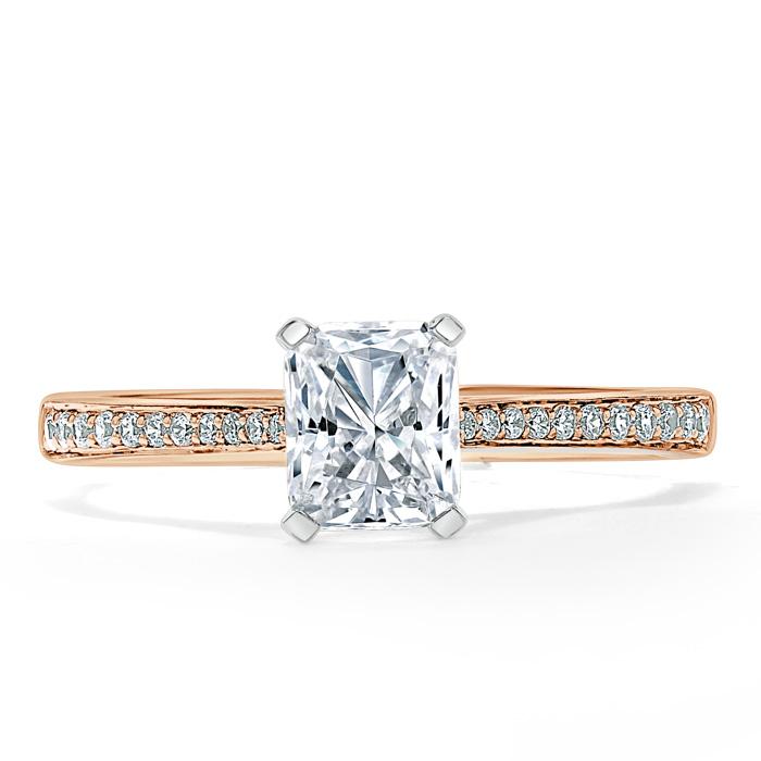 1.20ct Radiant Cut Moissanite Engagement Ring, Classic Style,  Available in White Gold, Platinum, Rose Gold or Yellow Gold