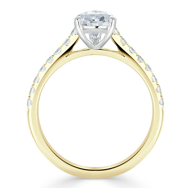 1.25ct Pear Cut Moissanite Engagement Ring, Classic Style, Available in White Gold, Platinum, Rose Gold or Yellow Gold