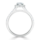1.60ct Pear Cut Moissanite Engagement Ring, Classic Halo with Split Shank, Available in White Gold, Platinum, Rose Gold or Yellow Gold