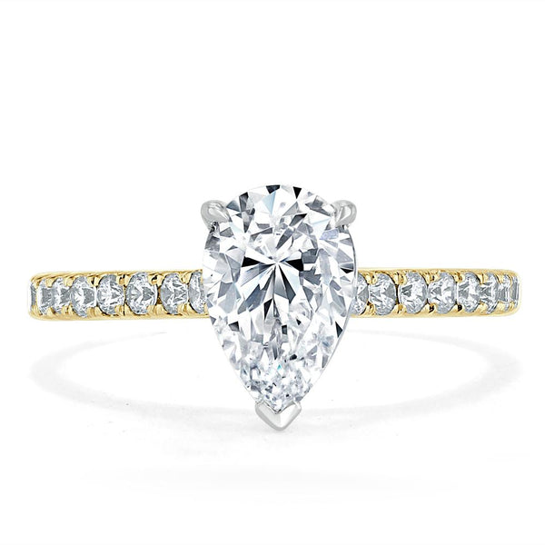 Lab-Diamond Pear Cut Engagement Ring, Classic Style, Choose Your Stone Size and Metal