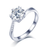 1.00ct Moissanite Engagement Ring, Six Claw Twist Design, Sterling Silver & Platinum