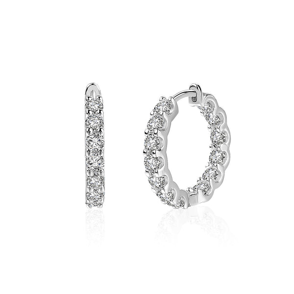 Moissanite Hoop Earrings, 925 Sterling Silver