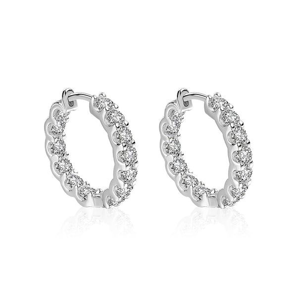 Moissanite Hoop Earrings, 925 Sterling Silver