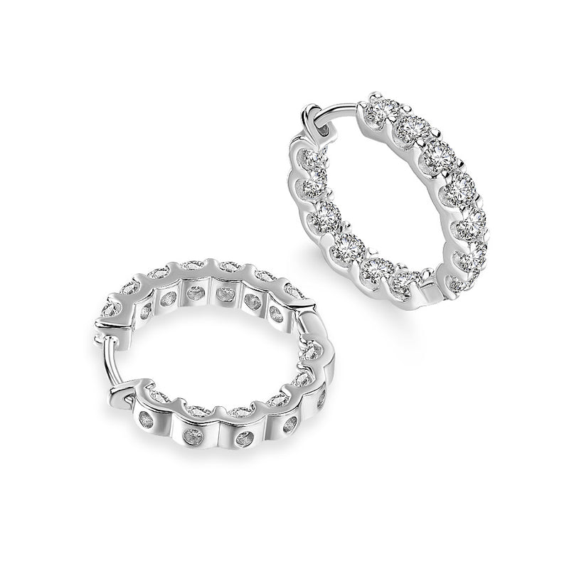 Moissanite Hoop Earrings, 925 Sterling Silver