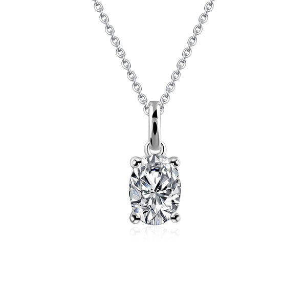 1.00ct Oval Cut Moissanite Pendant, 925 Sterling Silver
