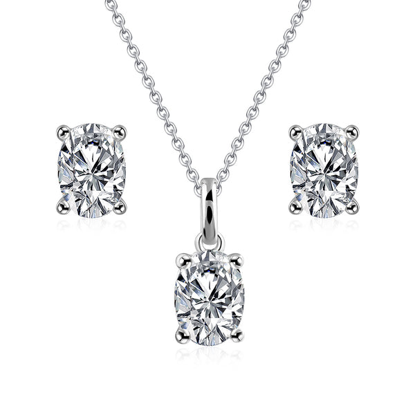 3.00ct Total, Moissanite Pendant & Earring Set, 925 Sterling Silver