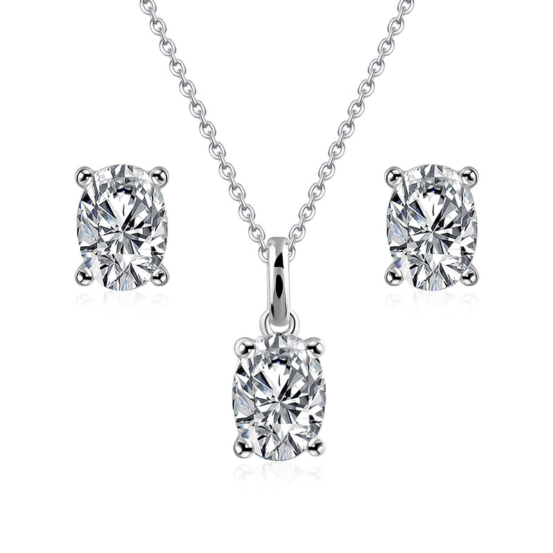 3.00ct Total, Moissanite Pendant & Earring Set, 925 Sterling Silver