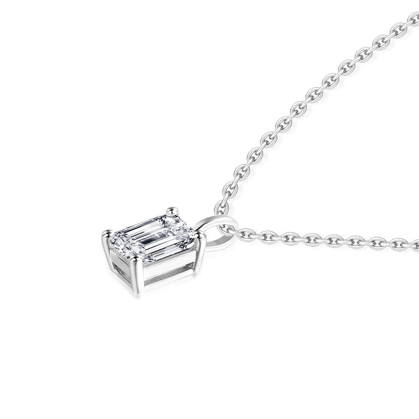 1.00ct Emerald Cut Moissanite Pendant, 925 Sterling Silver