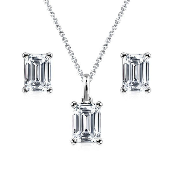 3.00ct Total, Moissanite Pendant & Earring Set, 925 Sterling Silver