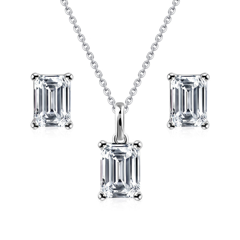 3.00ct Total, Moissanite Pendant & Earring Set, 925 Sterling Silver
