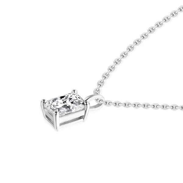 1.00ct Radiant Cut Moissanite Pendant, 925 Sterling Silver