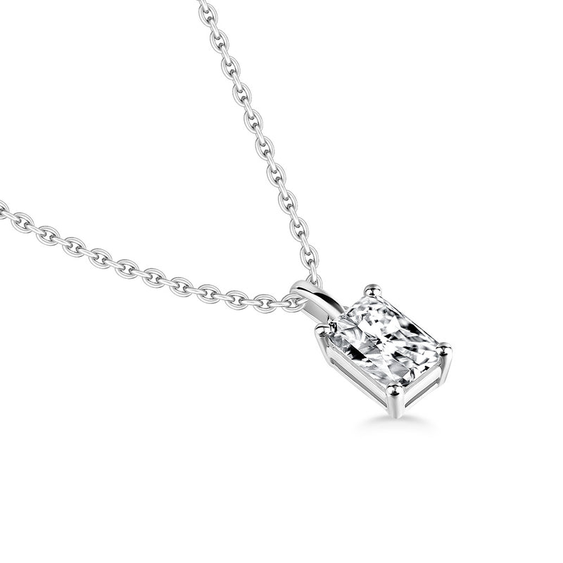 1.00ct Radiant Cut Moissanite Pendant, 925 Sterling Silver