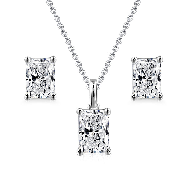 3.00ct Total, Moissanite Pendant & Earring Set, 925 Sterling Silver