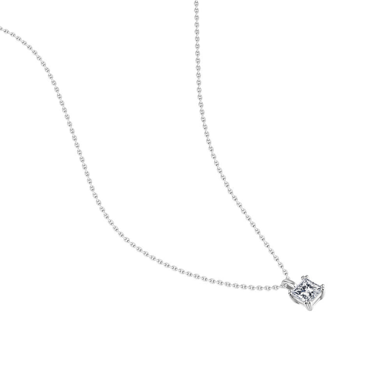 1.00ct Princess Cut Moissanite Pendant, 925 Sterling Silver