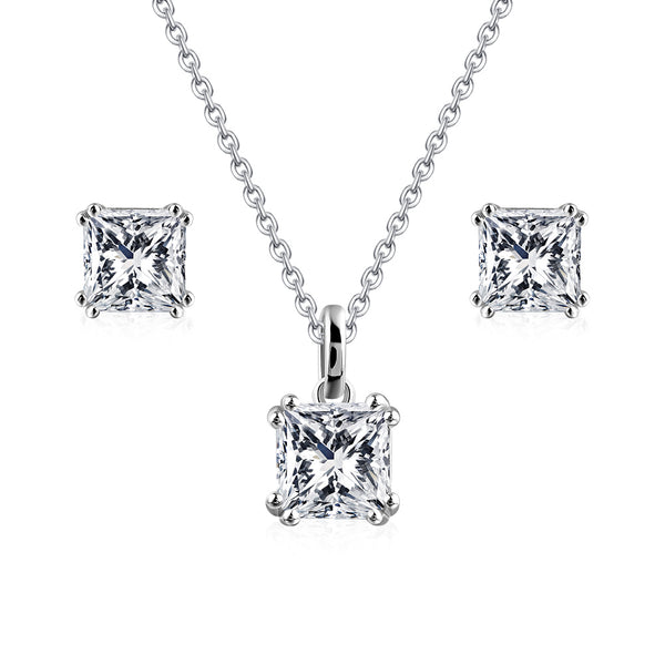 3.00ct Total, Moissanite Pendant & Earring Set, 925 Sterling Silver