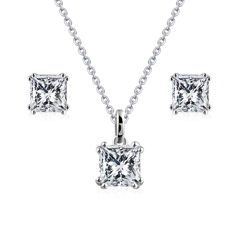 3.00ct Total, Moissanite Pendant & Earring Set, 925 Sterling Silver