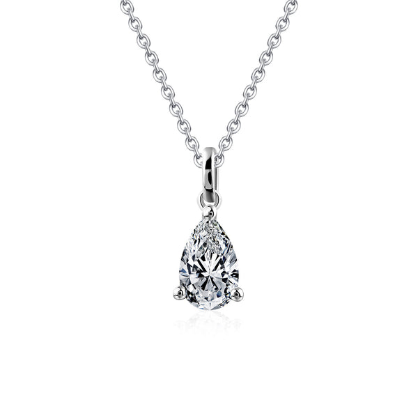 1.00ct Pear Cut Moissanite Pendant, 925 Sterling Silver