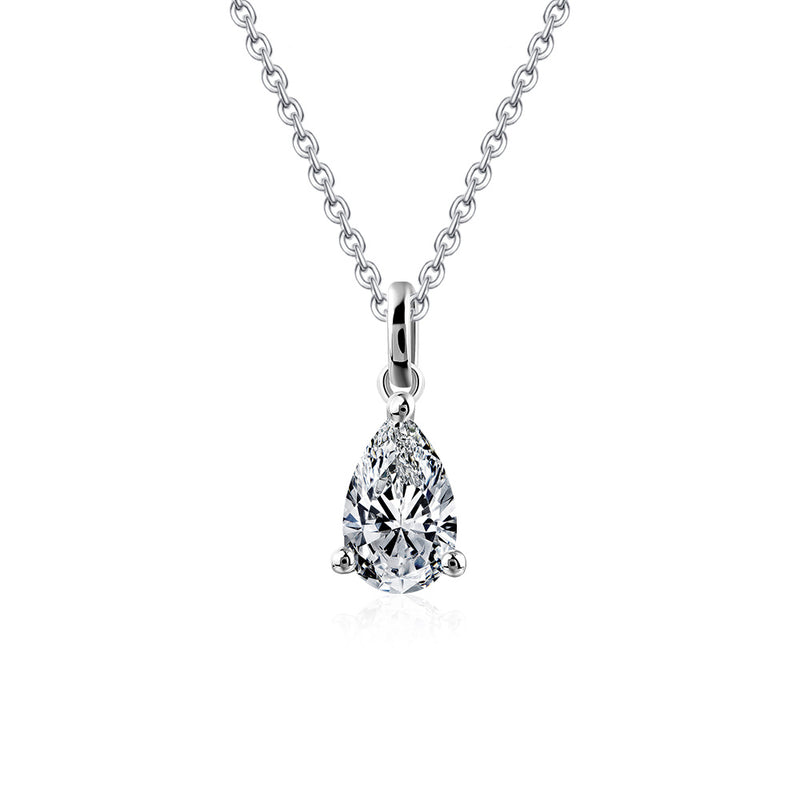 1.00ct Pear Cut Moissanite Pendant, 925 Sterling Silver