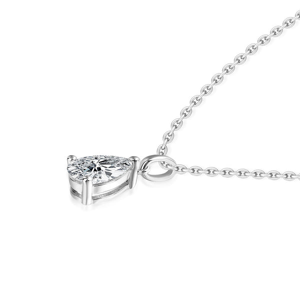 1.00ct Pear Cut Moissanite Pendant, 925 Sterling Silver