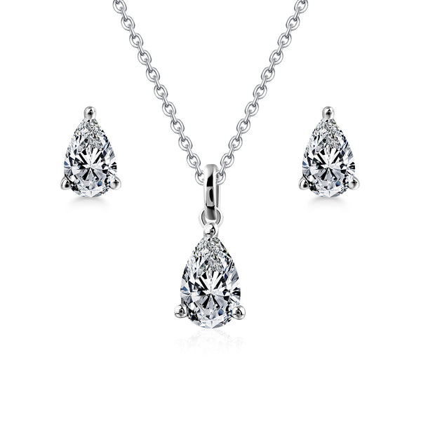 3.00ct Total, Moissanite Pendant & Earring Set, 925 Sterling Silver