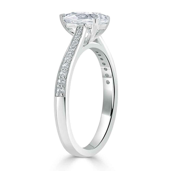 Lab-Diamond Pear Cut Engagement Ring, Classic Style, Choose Your Stone Size and Metal