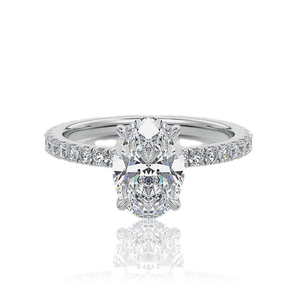 OVAL VINTAGE FLORAL BEZEL LAB DIAMOND ENGAGEMENT RING