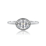 Oval Classic Rub-Over Moissanite Engagement Ring