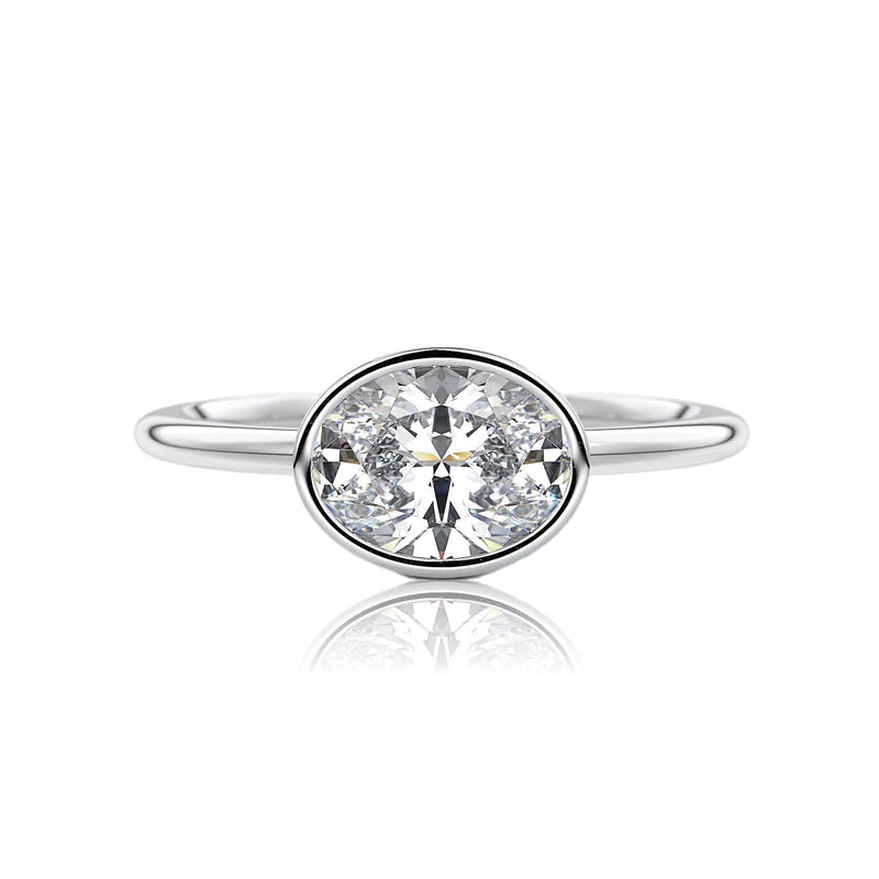 Oval Classic Rub-Over Moissanite Engagement Ring