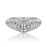 Oval Cut Diamond Stepped Engagement Ring