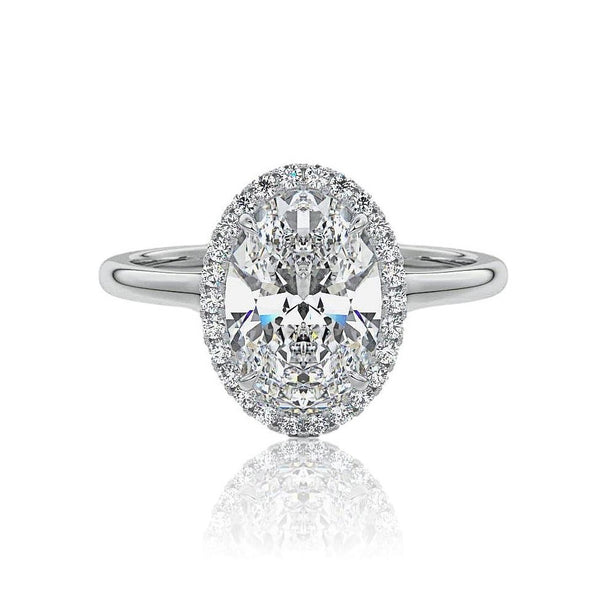 Oval Cut Halo Moissanite Engagement Ring