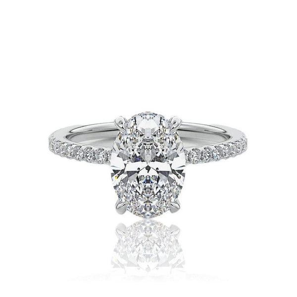 Oval Cut Hidden Halo Diamond Engagement Ring