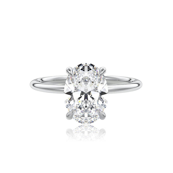 Oval Cut Hidden Halo Moissanite Engagement Ring