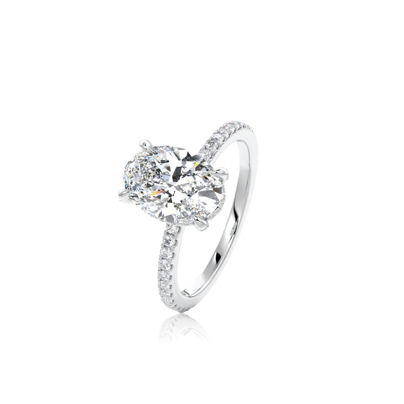 Oval Cut Hidden Halo Moissanite Engagement Ring