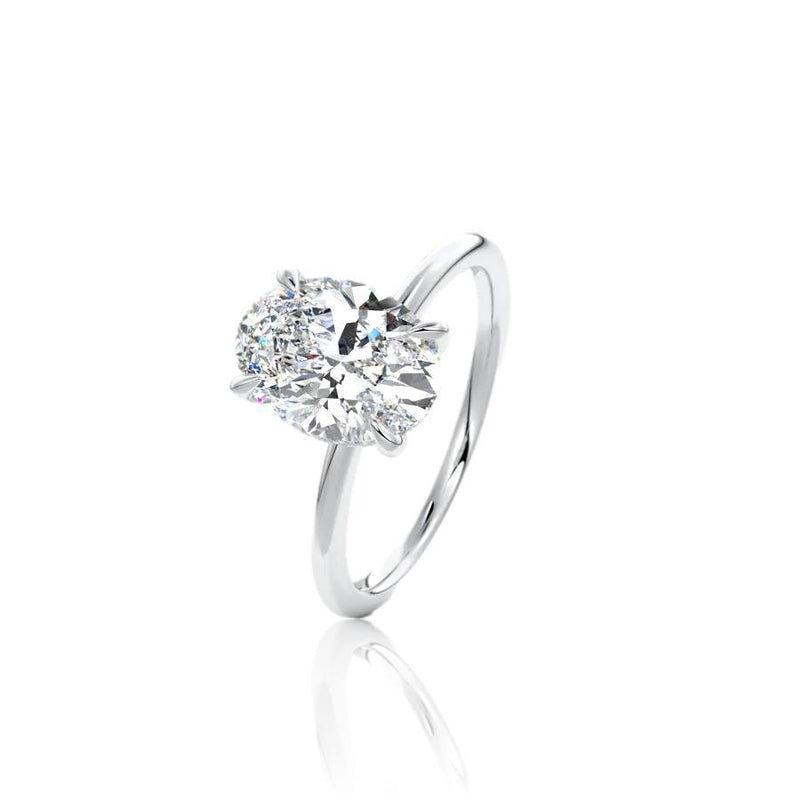 Oval Cut Hidden Halo Moissanite Engagement Ring