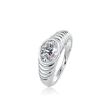 Oval Cut Moissanite Stepped Edge Ring