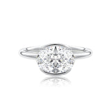 Oval Cut Side Set Diamond Engagement Ring