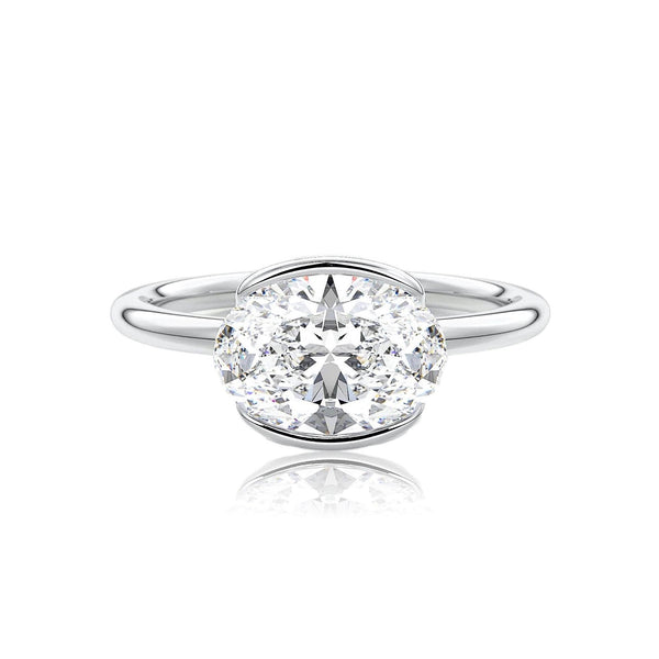 Oval Cut Side Set Diamond Engagement Ring