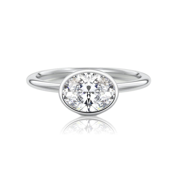 Oval Classic Rub-Over Diamond Engagement Ring