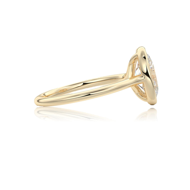Oval Classic Rub-Over Moissanite Engagement Ring With Milgrain Edge