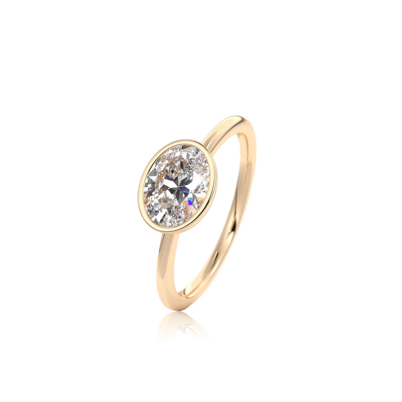 Oval Classic Rub-Over Moissanite Engagement Ring