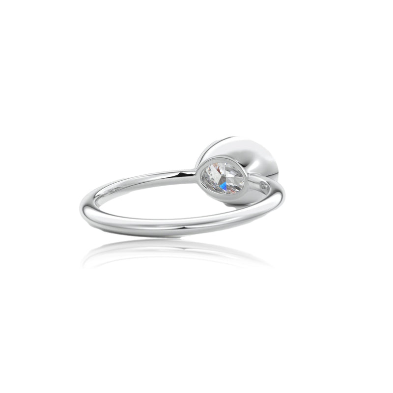 Oval Classic Rub-Over Moissanite Engagement Ring