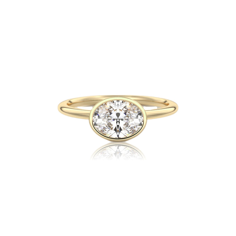 Oval Classic Rub-Over Moissanite Engagement Ring