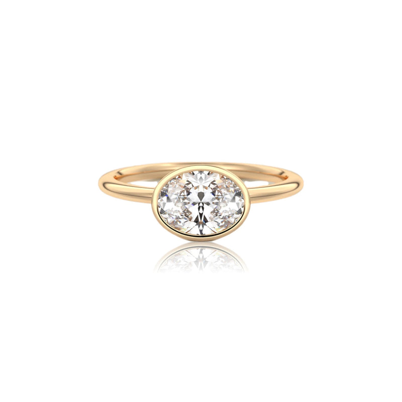 Oval Classic Rub-Over Moissanite Engagement Ring