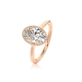 Oval Classic Rub-Over Moissanite Engagement Ring With Milgrain Edge