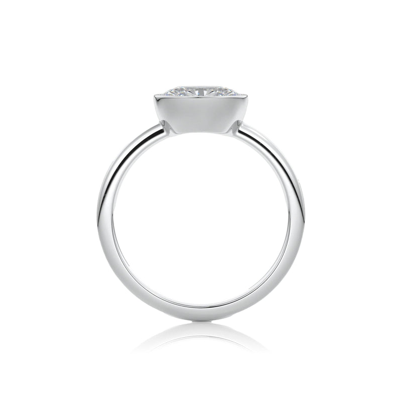 Oval Classic Rub-Over Diamond Engagement Ring