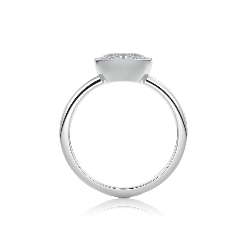 Oval Classic Rub-Over Moissanite Engagement Ring